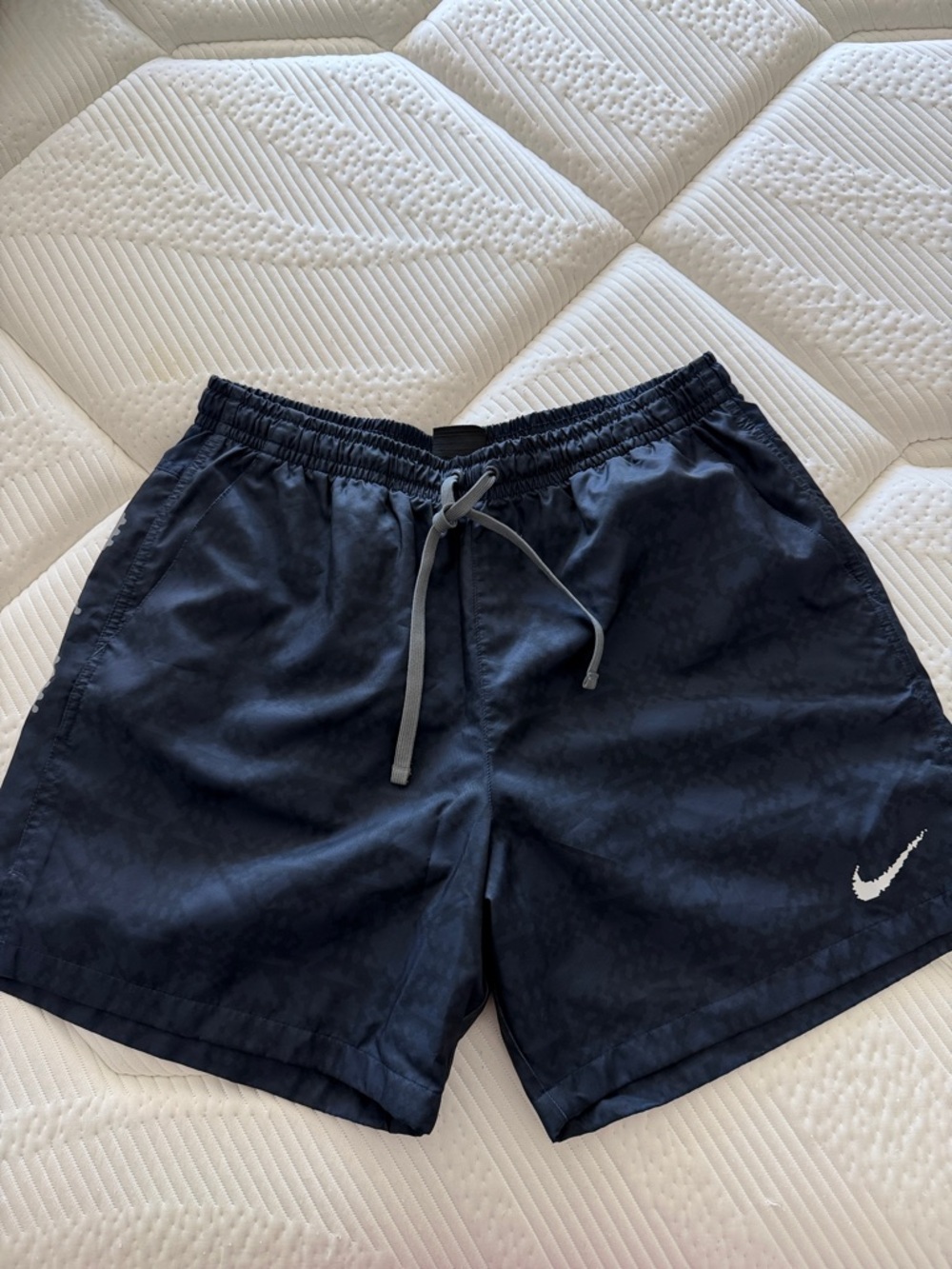 Nike Dark Navy Swim/Workout Shorts with Gray Drawstring